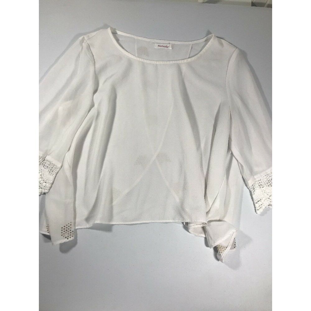 Naranka  Womens Top  White Sheer  Size Medium 